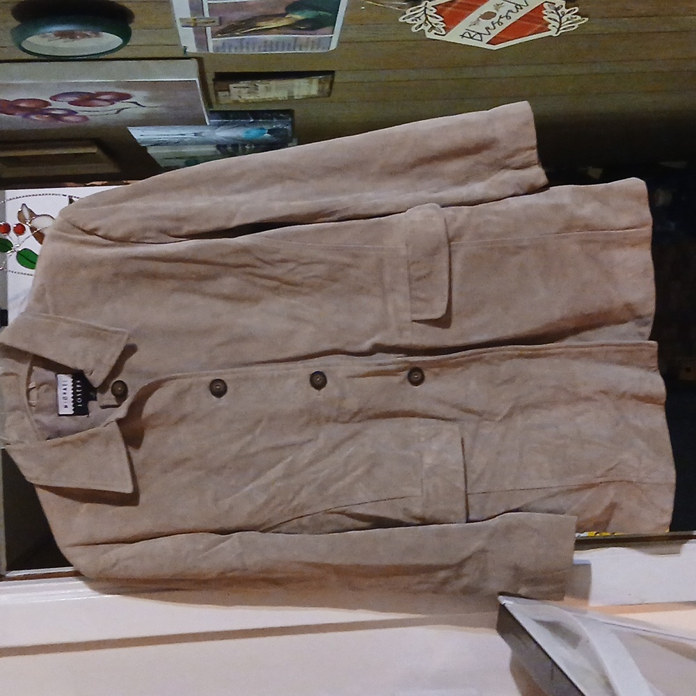 Women's Genuine Leather Button Down Coat